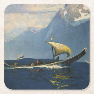 Porta-copo De Papel Quadrado Viagens vintage Para O Norte Do Alasca Do Pacífico