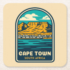 Porta-copo De Papel Quadrado Viagens vintage Retro Cidade do Cabo África do Sul