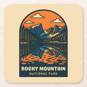 Porta-copo De Papel Quadrado Viagens vintage Rocky Mountain National Park Retro