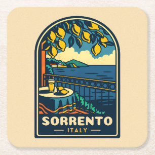 Porta-copo De Papel Quadrado Viagens vintage Sorrento Itália Retrocêntrica Cost