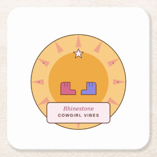 Porta-copo De Papel Quadrado Vibrações de Cowgirl com Brilho | Explosão de Sol 