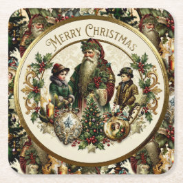 Porta-copo De Papel Quadrado Victorian Christmas Elegance