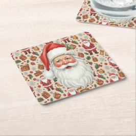 Porta-copo De Papel Quadrado Victorian Watercolor Santa Christmas Collection