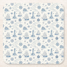 Porta-copo De Papel Quadrado Vida Costeira Oceanos Azuis