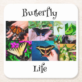 Porta-copo De Papel Quadrado Vida da Borboleta