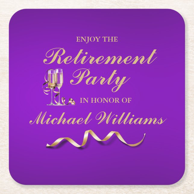 Porta-copo De Papel Quadrado Vidro de Champanhe Clássico Formal (Frente)