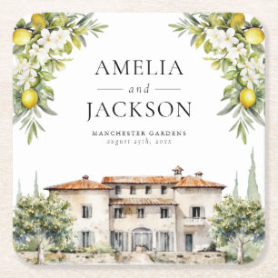 Porta-copo De Papel Quadrado Villas-Limões e Azeitonas