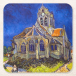 Porta-copo De Papel Quadrado Vincent van Gogh - A Igreja em Auvers<br><div class="desc">Igreja de Auvers / l'Eglise à Auvers-sur-oise de Vincent Van Gogh em 1890</div>