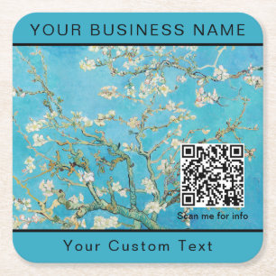 Porta-copo De Papel Quadrado Vincent Van Gogh - Almond Blossom Código QR