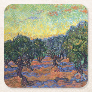 Porta-copo De Papel Quadrado Vincent Van Gogh Oliveiras Impressionismo Arte