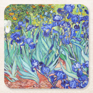 Porta-copo De Papel Quadrado Vincent Van Gogh pintando Íris