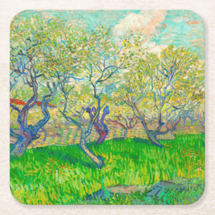 Porta-copo De Papel Quadrado Vincent van Gogh Pomar em Flor