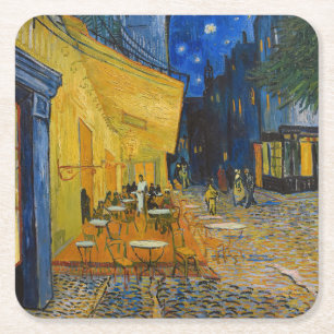 Porta-copo De Papel Quadrado Vincent van Gogh - Terraço do Café à Noite