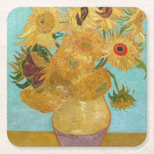 Porta-copo De Papel Quadrado Vincent Van Gogh - Vaso com Doze Girassóis