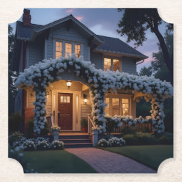 Porta-copo De Papel Quadrado Vinhas De Moonflower Brancas No Conjunto De Portas