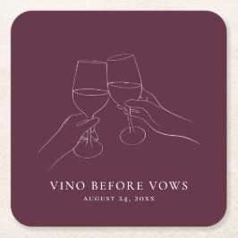 Porta-copo De Papel Quadrado Vinho Antes dos Votos Bridal Shower Chic