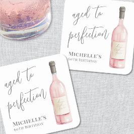 Porta-copo De Papel Quadrado Vinho Com Idade Simples À Perfeição Aniversário