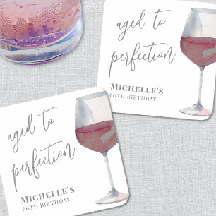 Porta-copo De Papel Quadrado Vinho Envelhecido à Perfeição Aniversário