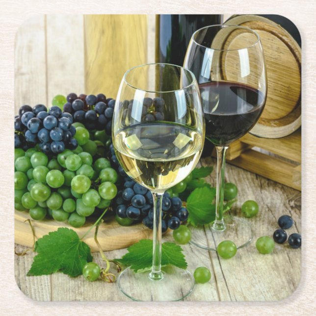 Porta-copo De Papel Quadrado Vinho fino, envelhecido em perfecção (Frente)