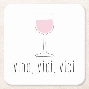 Porta-copo De Papel Quadrado vino, vidi, vici - amantes do vinho