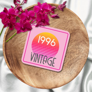 Porta-copo De Papel Quadrado Vintage 1996 Neon Retro Listra Sol 30º Aniversário