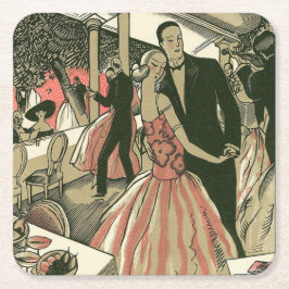 Porta-copo De Papel Quadrado Vintage Art Deco Wedding, Newlyweds First Dance