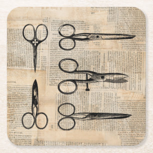 Porta-copo De Papel Quadrado Vintage Barbers Shears Tesouras Anticas
