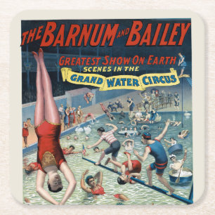 Porta-copo De Papel Quadrado Vintage Barnum & Bailey Circus Poster