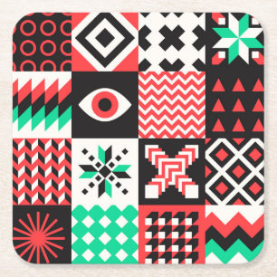 Porta-copo De Papel Quadrado Vintage Block Shapes Abstrato Fundo.