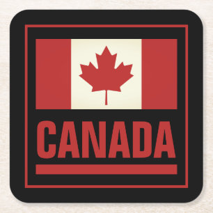 Porta-copo De Papel Quadrado Vintage canadense maple leaf flag do Canadá