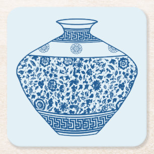 Porta-copo De Papel Quadrado Vintage Chinoiserie Vase Ginger Jar
