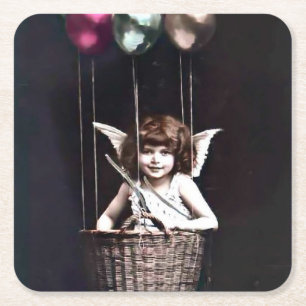 Porta-copo De Papel Quadrado Vintage Cupid