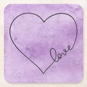 Porta-copo De Papel Quadrado Vintage de Grunge de Casamento de Coração com Á