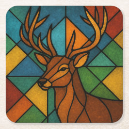 Porta-copo De Papel Quadrado Vintage Deer Tiffany Style Stained Glass Design