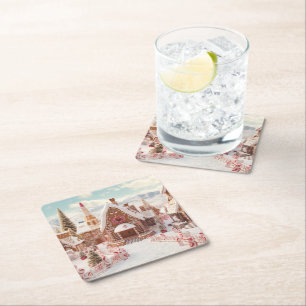 Porta-copo De Papel Quadrado Vintage digital gingerbird