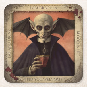Porta-copo De Papel Quadrado Vintage Dracula Vampiro Halloween Napkins Spooky