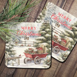 Porta-copo De Papel Quadrado Vintage Felry Christmas Winter Forest<br><div class="desc">Vintage aquarela Feliz porta copos de neve de Natal. Mantenha o texto design de 'Feliz Natal' como está ou edite.</div>