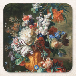 Porta-copo De Papel Quadrado Vintage Floral Jan van Huysum Buquê de Flores