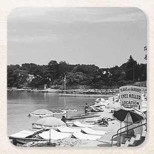 Porta-copo De Papel Quadrado Vintage France Nice Antibes the Garoupe Beach