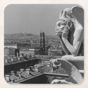 Porta-copo De Papel Quadrado Vintage France Paris Notre Dame Catedral