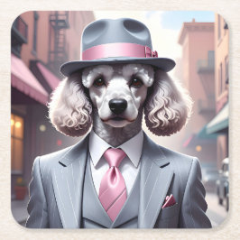 Porta-copo De Papel Quadrado Vintage Gangster Poodle