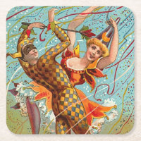 Vintage Happy Halloween Dancing in Jester Costume