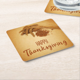 Porta-copo De Papel Quadrado Vintage Happy Thankanding Wheat Corn