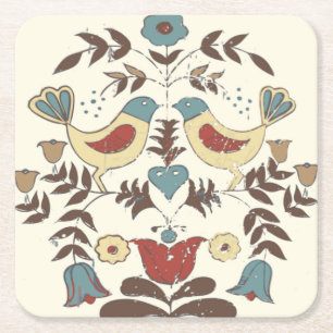 Porta-copo De Papel Quadrado Vintage Hex Sinal Amish Pássaro