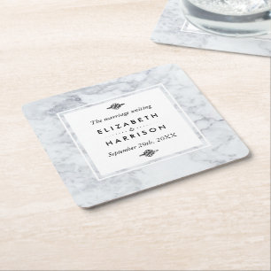 Porta-copo De Papel Quadrado Vintage Marble Wedding Elegante