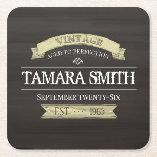 Porta-copo De Papel Quadrado Vintage Moderna Idade para Perfeição Aniversário