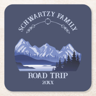 Porta-copo De Papel Quadrado Vintage Mountain Sunset lago ao ar livre Retretar