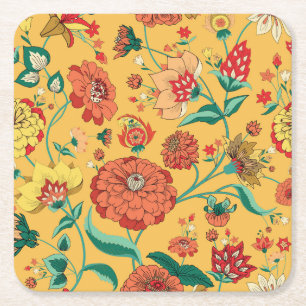 Porta-copo De Papel Quadrado Vintage Paisley Floral Garden