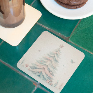 Porta-copo De Papel Quadrado Vintage pale Feliz Natal