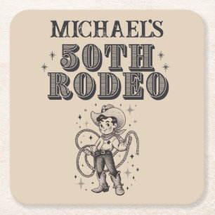 Porta-copo De Papel Quadrado Vintage Retro Cowboy Rodeo 50ª Festa de aniversári